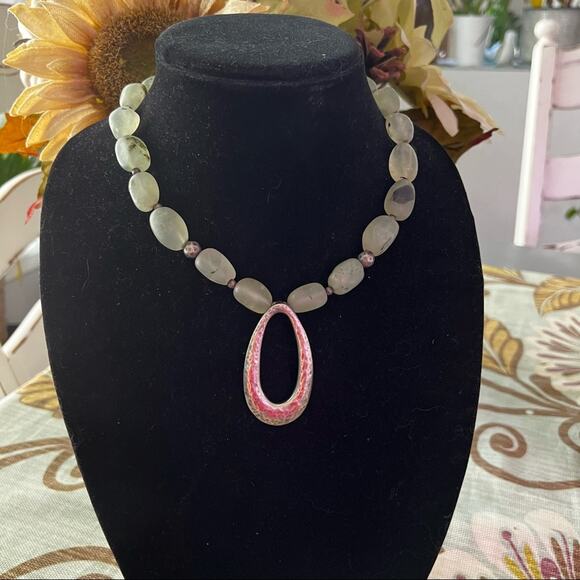 Silpada 925 Sterling Silver Pendant & Beaded Stone Necklace - Picture 3 of 11